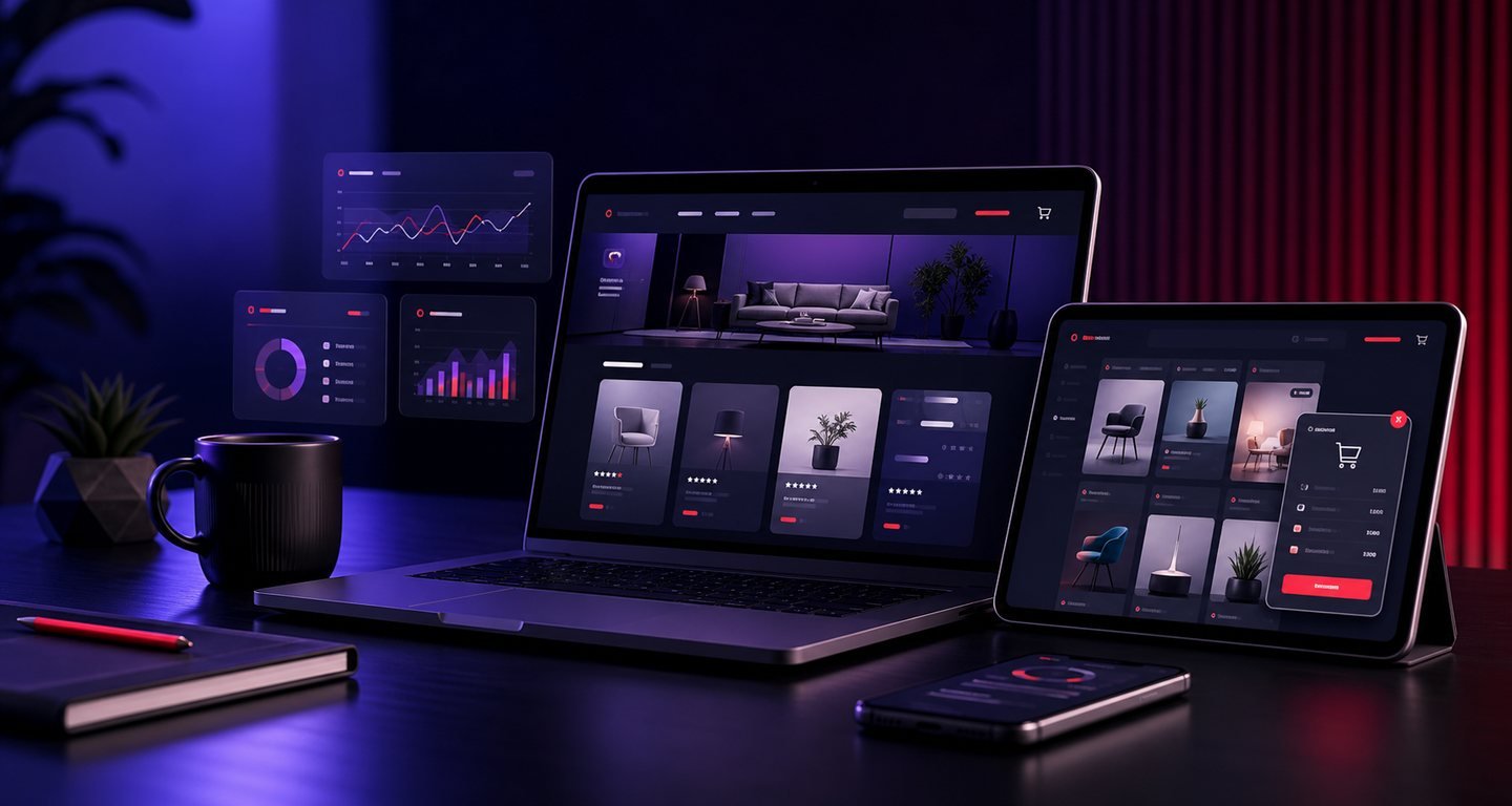 Mockup de tienda online y carrito de compra